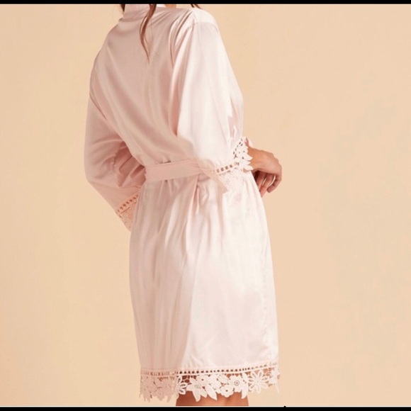 Satin/Silky Pink Lace Bridesmaid Robe - Picture 7 of 8